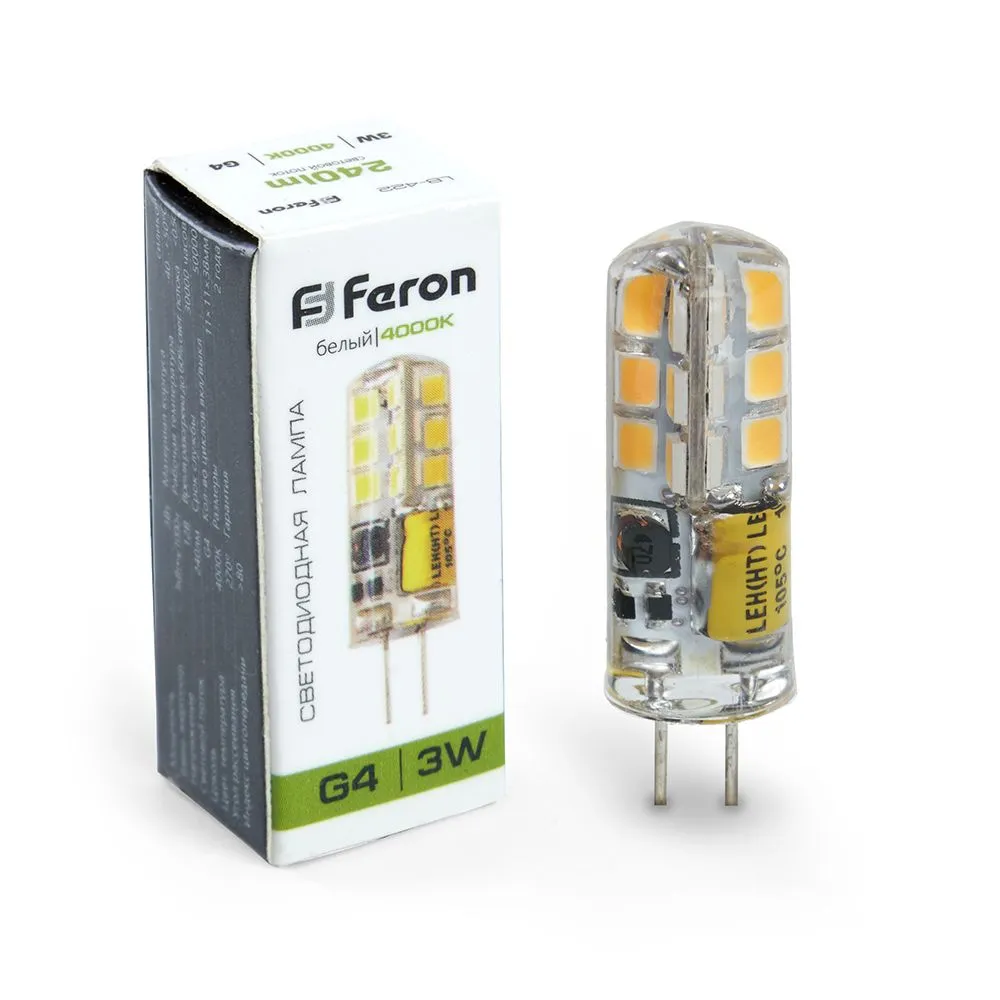 Лампа светодиодная LB-422 3Вт JC 4000К G4 12В FERON 25532