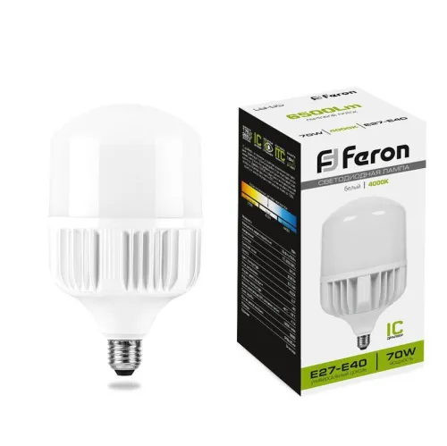 Лампа светодиодная LB-65 70Вт T140 4000К E27-E40 230В FERON 25822