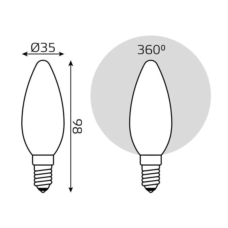 Лампа светодиодная филаментная Black Filament 5Вт свеча матовая 2700К тепл. бел. E14 420лм GAUSS 103