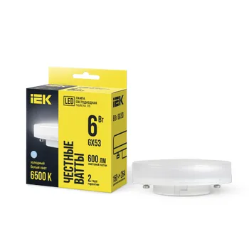 Лампа светодиодная LED T75 таблетка 6Вт 230В 6500К GX53 | LLE-T80-6-230-65-GX53 | IEK