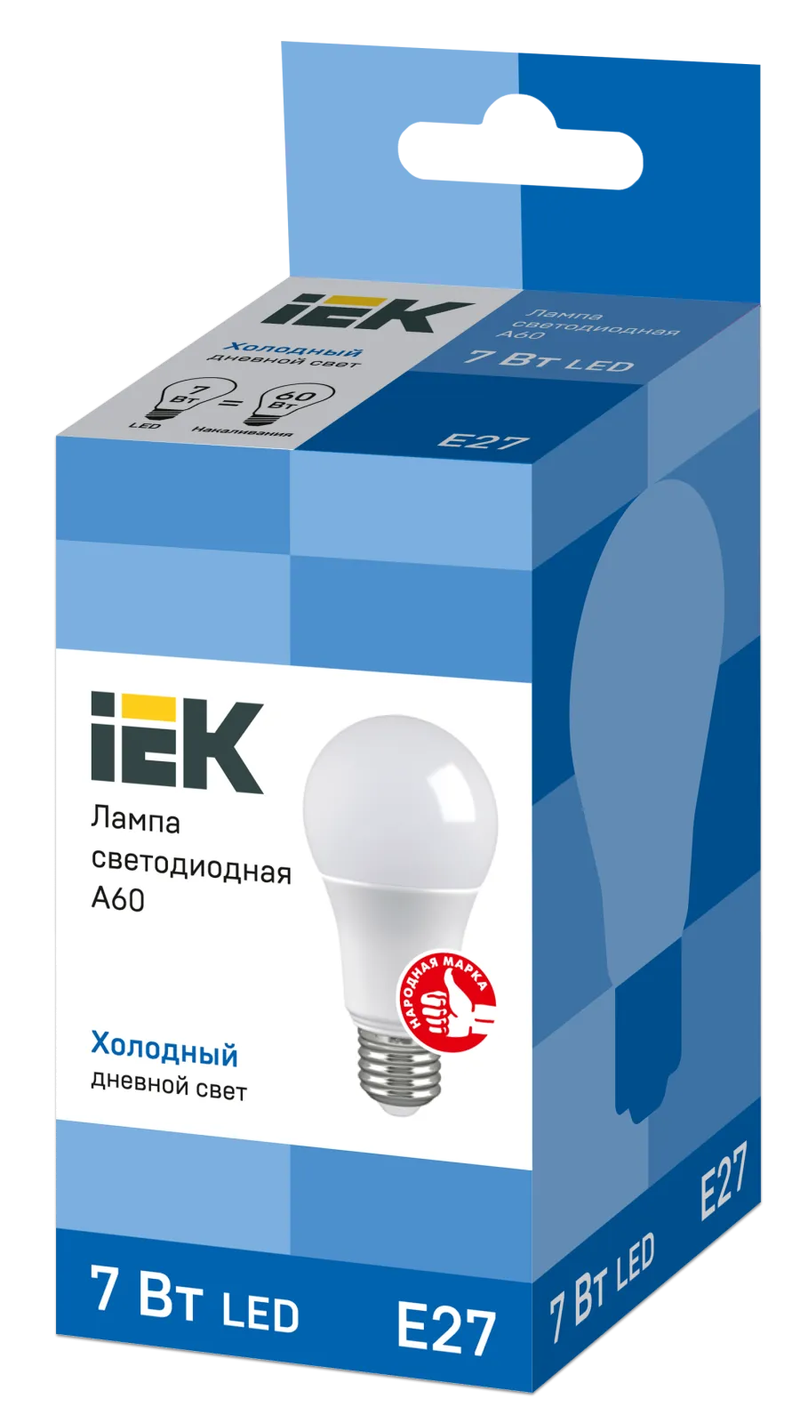 Лампа светодиодная Eco 7Вт A60 грушевидная 4000К нейтр. бел. E27 633лм 230-240В IEK LLE-A60-7-230-40