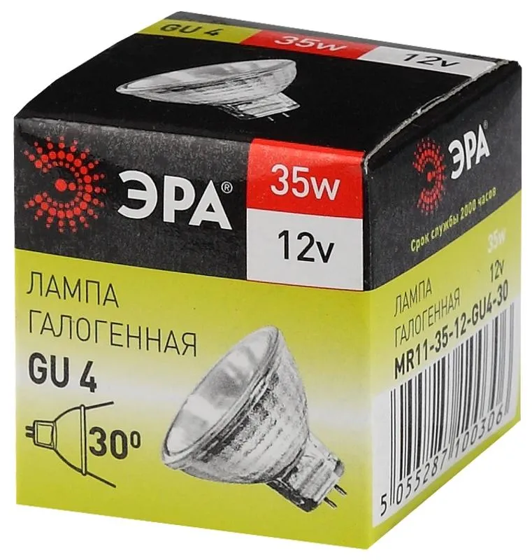 Лампа галогенная GU4-MR11-35W-12V-30Cl ЭРА C0027362