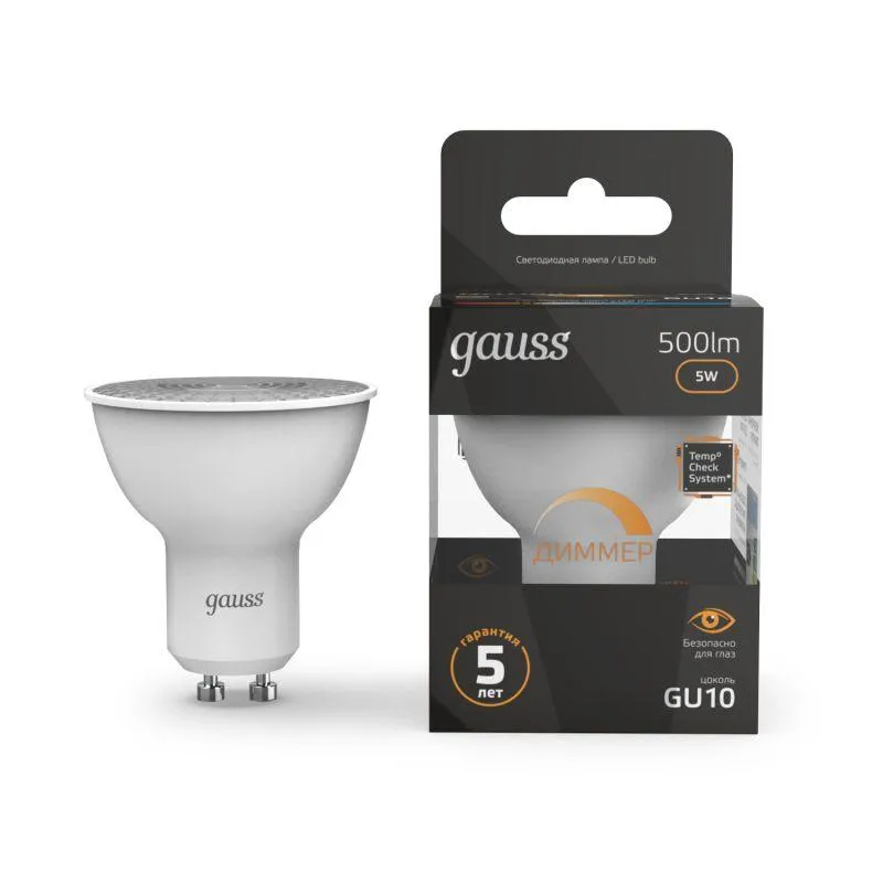 Лампа светодиодная LED 5 Вт 500 лм 3000К софит MR16 теплый GU10 AC 220В диммируемая Black Gauss