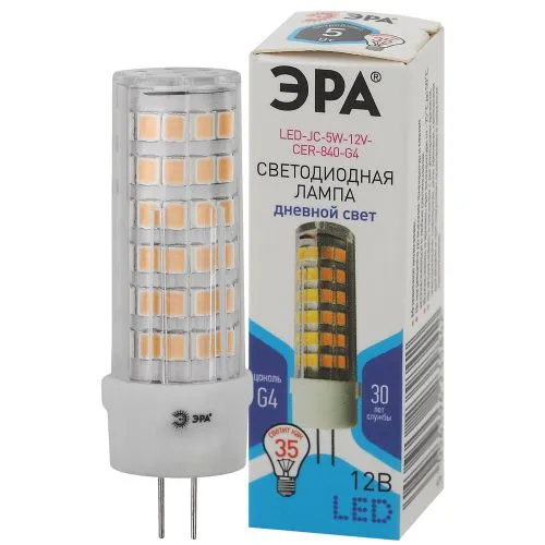 Лампа светодиодная LED JC-5W-12V-CER-840-G4 (диод, капсула, 5Вт, нейтр, G4) (20/500/21000) | Б004908