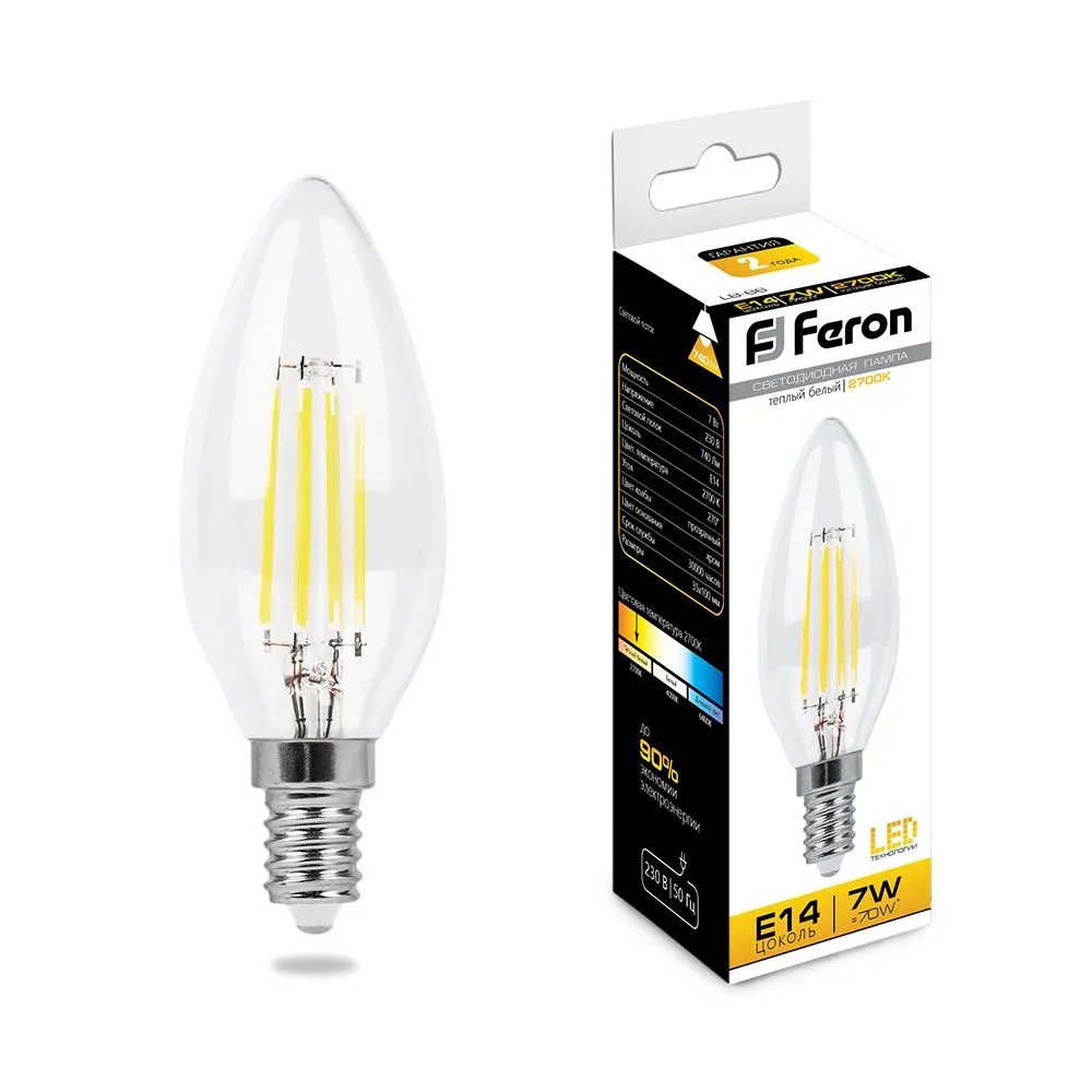 Лампа светодиодная LB-66 7Вт 2700К E14 230В FERON 25726