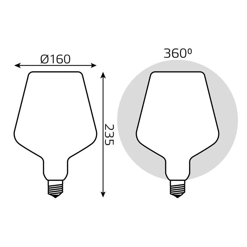Лампа светодиодная филаментная Black Filament 9Вт V160 матовая 4100К нейтр. бел. E27 890лм GAUSS 101