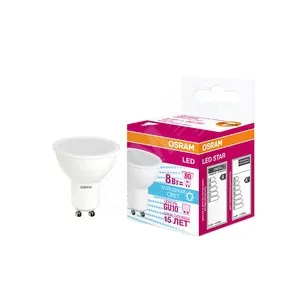 Лампа светодиодная LED 8Вт GU10 PAR16 (замена 80Вт) белый, OSRAM