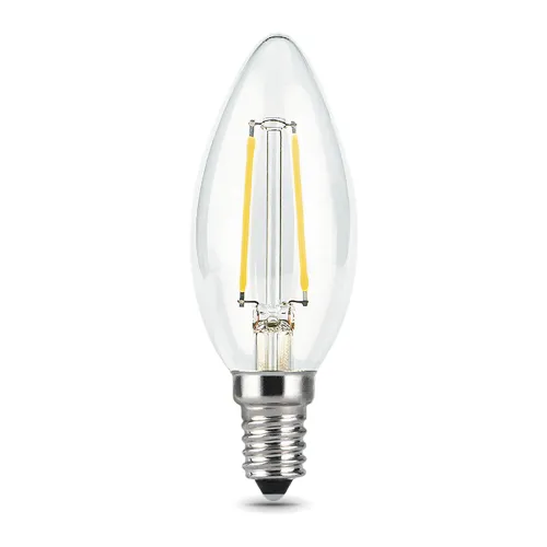 Лампа светодиодная филаментная Black Filament 7Вт свеча 2700К тепл. бел. E14 550лм GAUSS 103801107