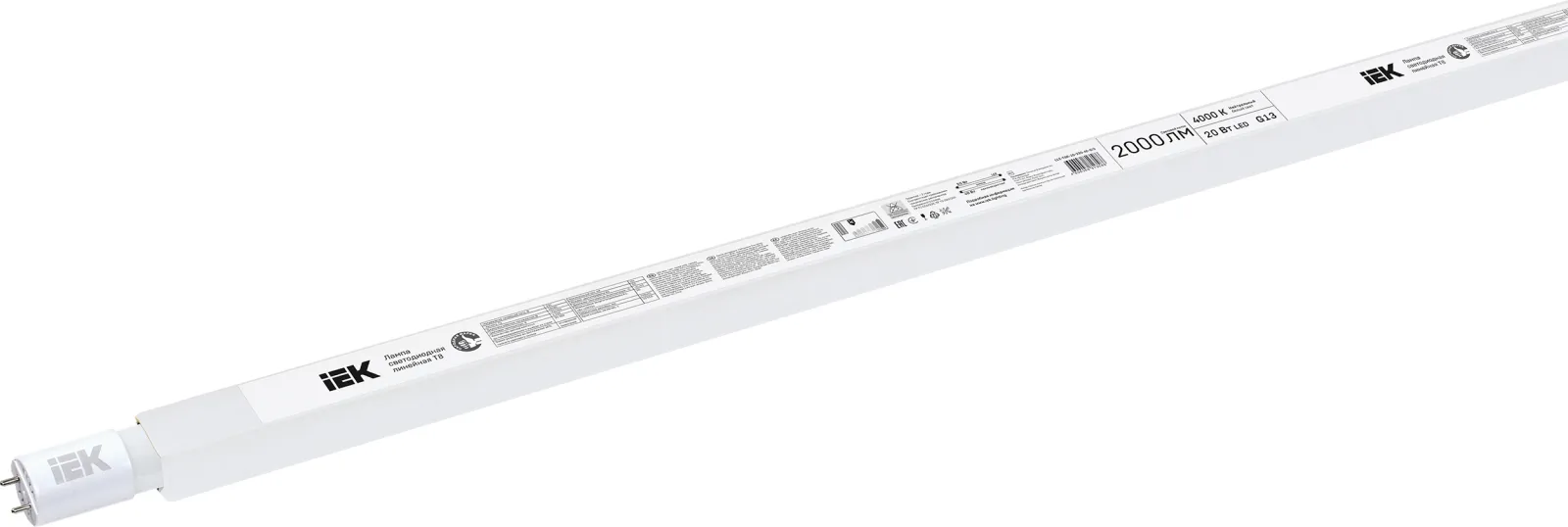 Лампа светодиодная LED T8 линейная 20Вт 2000Лм 230В 4000К G13 IEK | LLE-T8R-20-230-40-G13 | IEK
