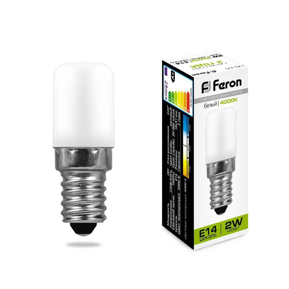 Лампа светодиодная LB-10 2Вт 4000К E14 230В для холодильника FERON 25897