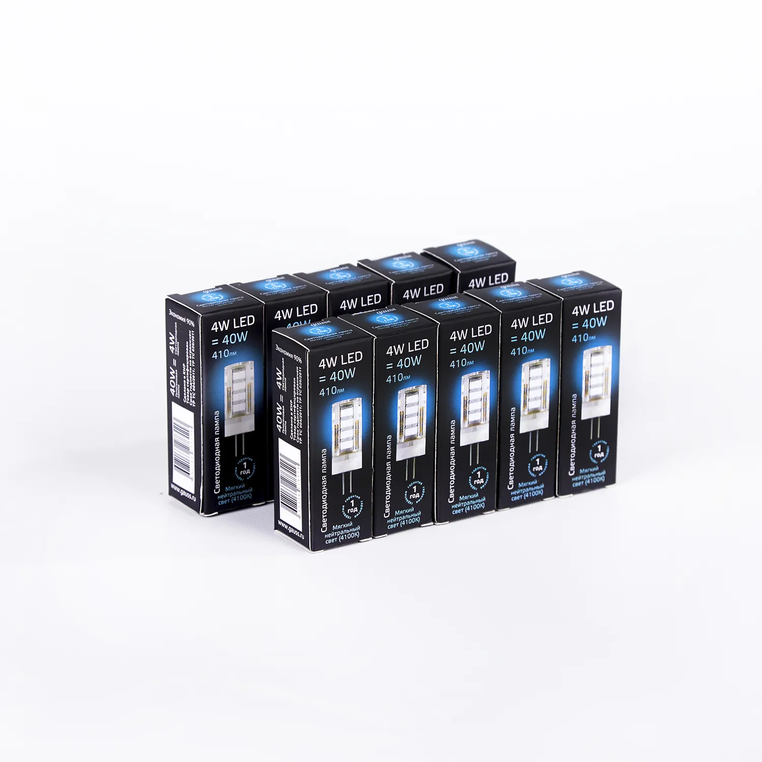 Лампа светодиодная LED 4 Вт 410 Лм 4100К белая G4 капсула 220 В керамика Black