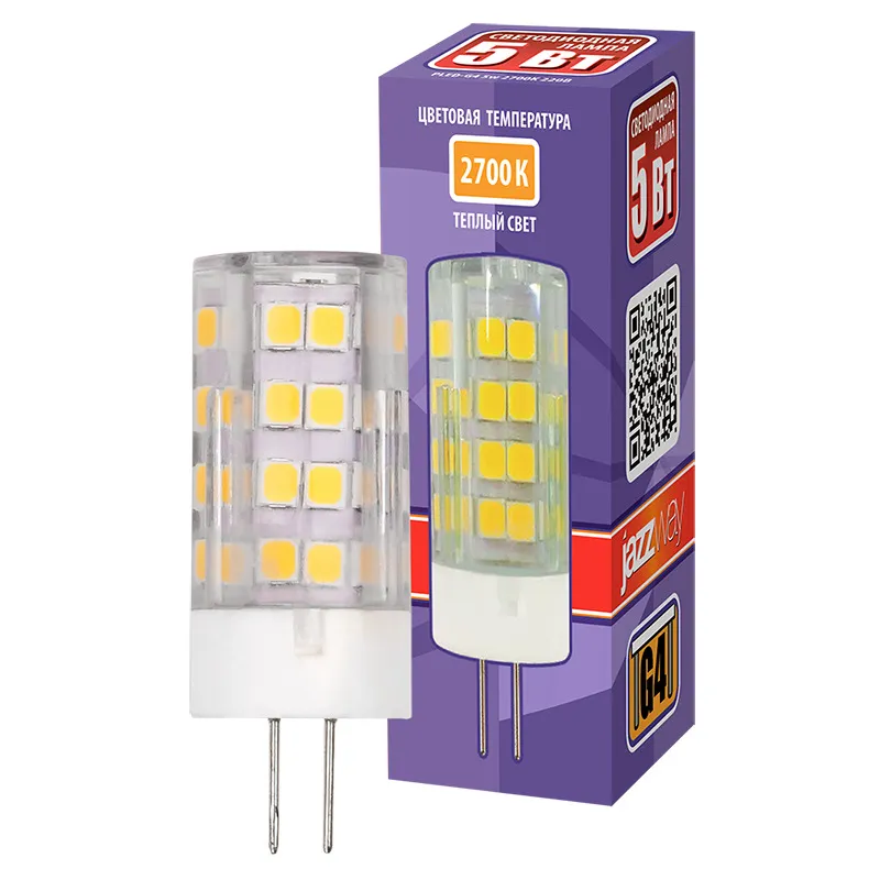 Лампа светодиодная LED 5Вт G4 220В 2700К PLED-G4 капсульная | 5000940 | Jazzway