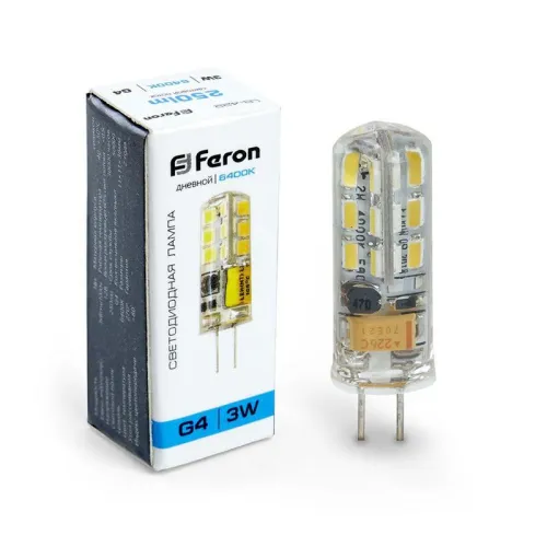 Лампа светодиодная LB-422 3Вт JC 6400К G4 12В FERON 25533
