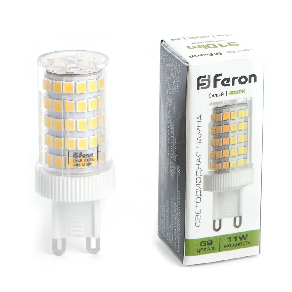 Лампа светодиодная LB-435 11Вт JCD 4000К G9 230В FERON 38150