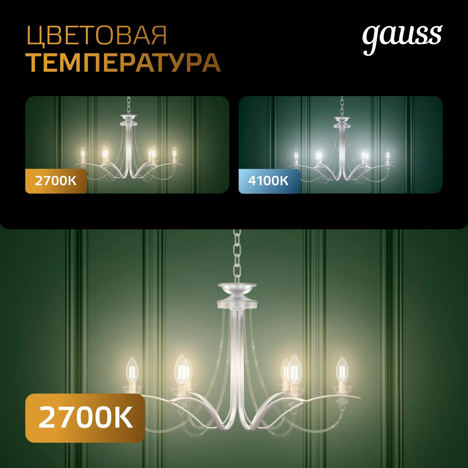 Лампа светодиодная филаментная Black Filament 22Вт A70 грушевидная 2700К тепл. бел. E27 2000лм GAUSS
