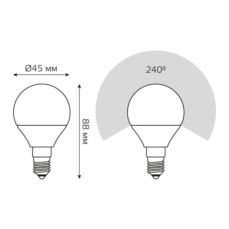 Лампа светодиодная Elementary 12Вт P45 шар 4100К нейтр. бел. E14 920лм GAUSS 53122