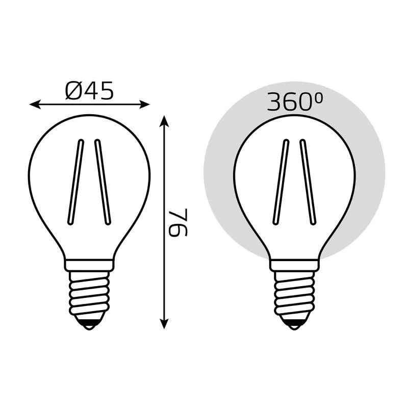 Лампа светодиодная филаментная Basic Filament 4Вт Шар 3000К E14 480лм GAUSS 50512142