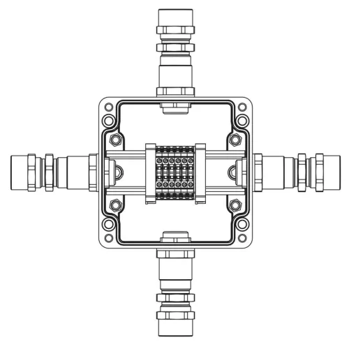 Коробка взрывозащищенная клеммная из полиэстера TBE-P-03-(6xCBC.2)-1xKA2MHK(A)-1xKA2MHK(B)-1xKA2MHK(