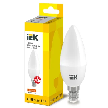 Лампа светодиодная ALFA 10Вт C35 свеча 3000К E14 230В IEK LLA-C35-10-230-30-E14