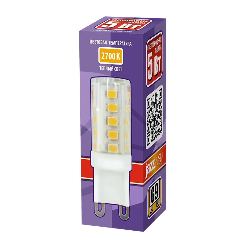 Лампа светодиодная LED 5Вт G9 220В 2700К PLED-G9 капсульная | 1032102B | Jazzway