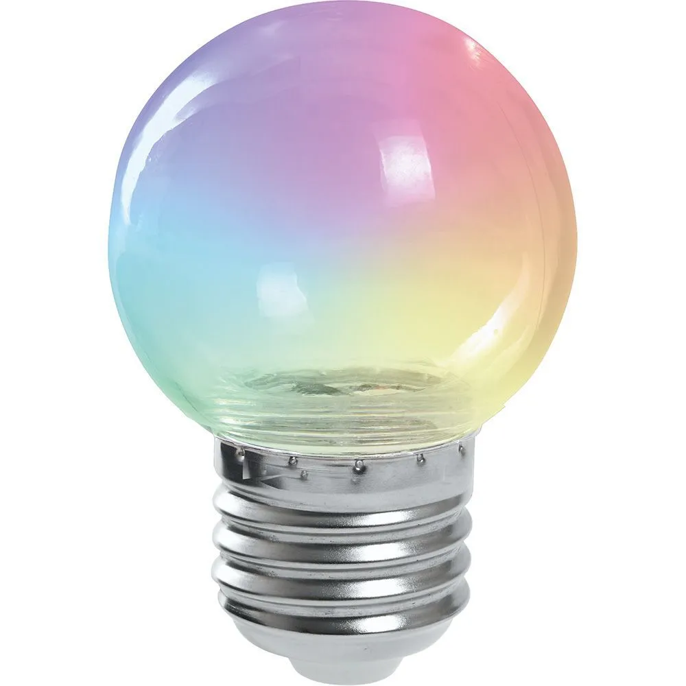 Лампа светодиодная LB-37 1Вт G45 шар прозрачная E27 230В RGB плавная смена цвета FERON 38132