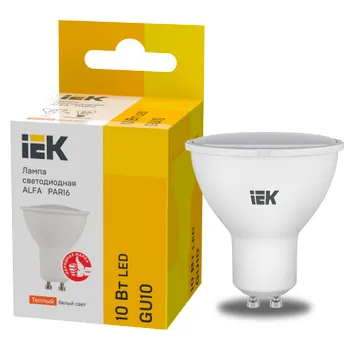 Лампа LED ALFA PAR16 софит 10Вт 230В 3000К GU10 (6шт)IEK LLA-PAR16-10-230-3-GU10-6