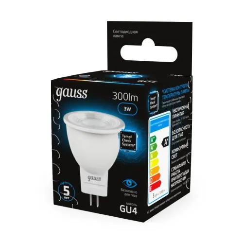 Лампа светодиодная Black 3Вт MR11 софит 6500К холод. бел. GU4 300лм GAUSS 132517303