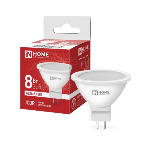 Лампа светодиодная LED-JCDR-VC 8Вт рефлектор 4000К нейтр. бел. GU5.3 720лм 230В IN HOME 469061202033