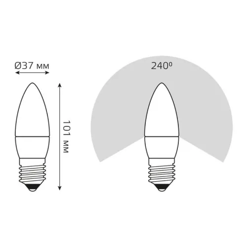 Лампа светодиодная LED 6Вт E27 220В 4100К Elementary свеча | 33226 | Gauss