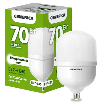 Лампа светодиодная HP 70Вт 230В 4000К E27-E40  | LL-HP-70-230-40-E27-E40-G | GENERICA