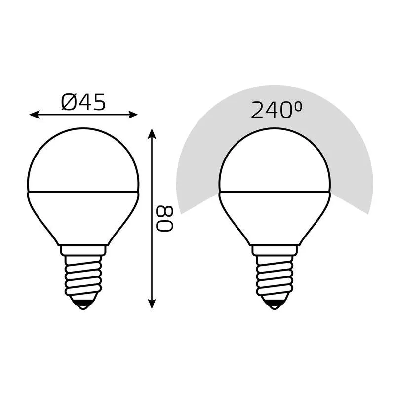 Лампа светодиодная Basic 5.5Вт шар 4100К E14 525лм (уп.3шт) GAUSS 10531252T