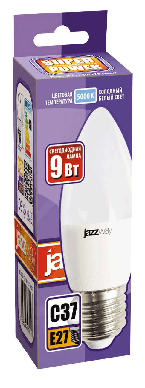 Лампа светодиодная LED 9Вт E27 230В 5000К PLED- SP C37 | 5001954A | Jazzway
