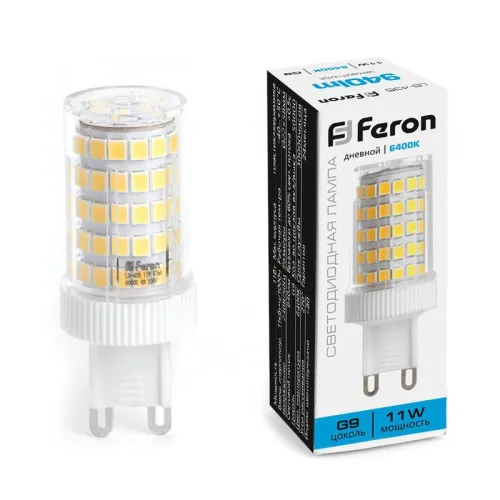 Лампа светодиодная LB-435 11Вт JCD 6400К G9 230В FERON 38151