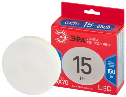 Лампа светодиодная RED LINE LED GX-15W-865-GX70 R 15Вт таблетка холод. бел. GX70 ЭРА Б0065456