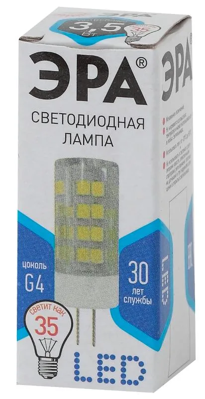 Лампа светодиодная LED 3,5Вт G4 220В 4000К smd JC капсульная | Б0027856 | ЭРА
