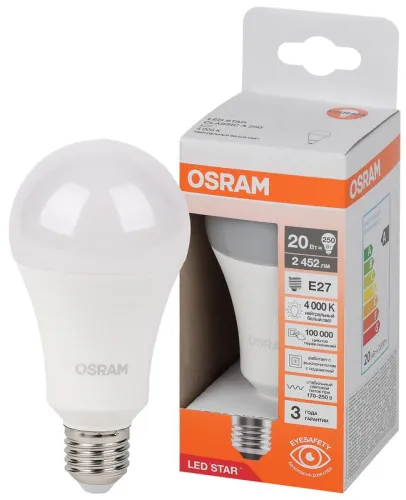 Лампа светодиодная 20 Вт E27 4000 K 250 Lm 180 град. LED Star OSRAM 4058075695504