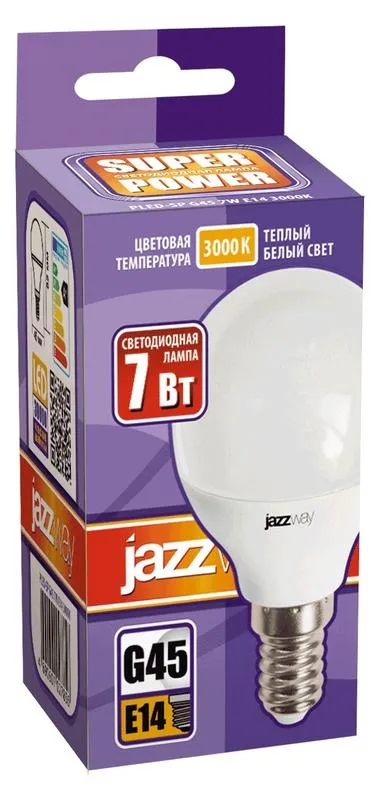 Лампа светодиодная LED 7Вт E14 220В 3000К PLED- SP G45 шар | 1027856-2 | Jazzway