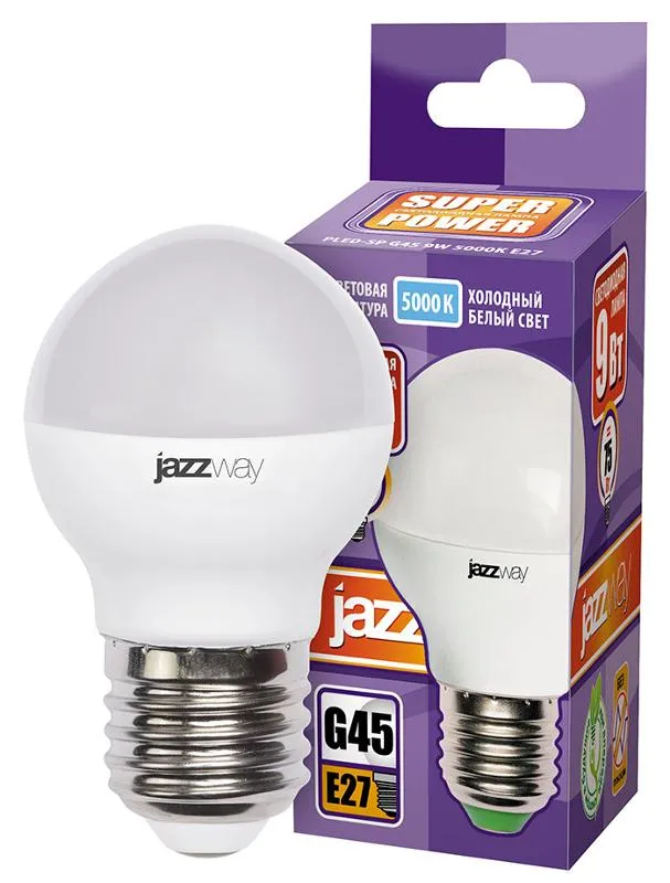 Лампа светодиодная LED 9Вт E27 230В 5000К PLED- SP G45 | 2859662A | Jazzway