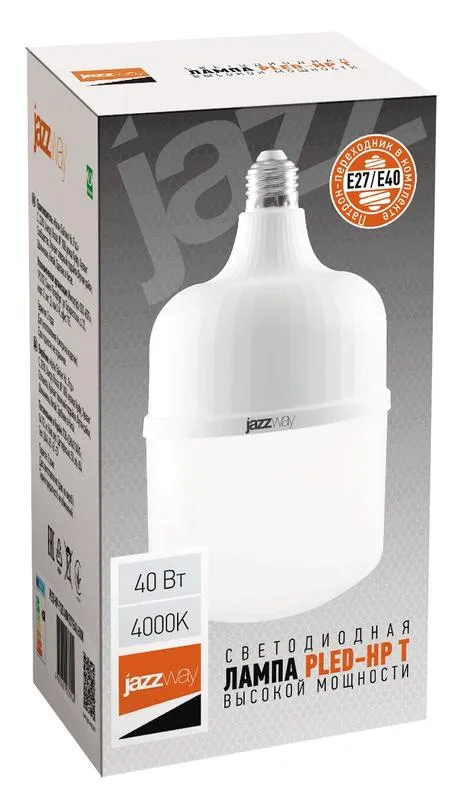 Лампа светодиодная мощная PLED-HP-T120 40w 4000K E27/E40 (переходник в компл.) | .1038937A | Jazzway