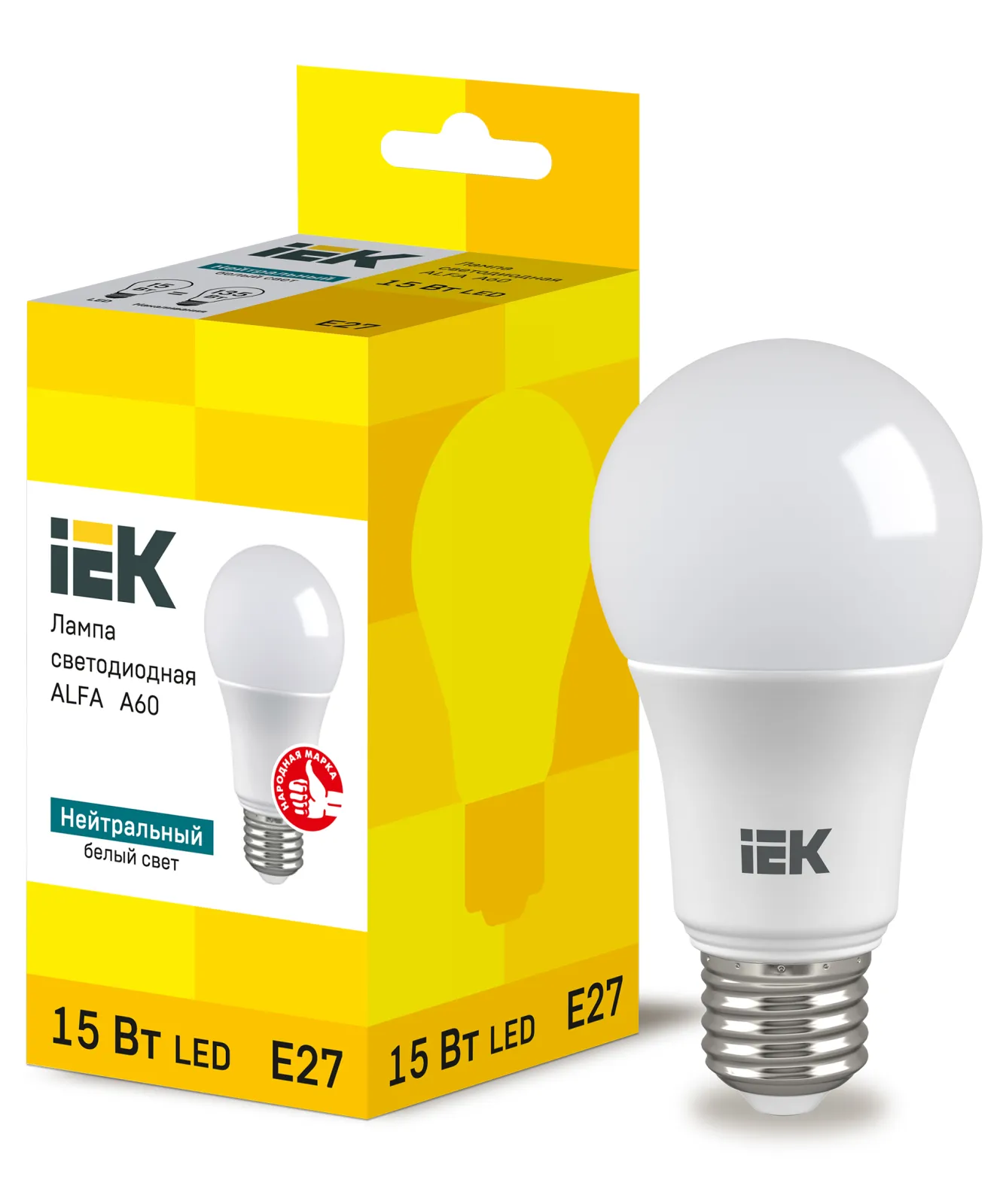 Лампа светодиодная Alfa 15Вт A60 грушевидная 4000К E27 230В (6шт) IEK LLA-A60-15-230-40-E27-6