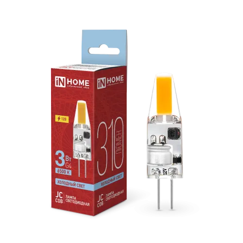 Лампа светодиодная LED-JC-COB 3Вт 12В G4 6500К 310лм IN HOME 4690612060255
