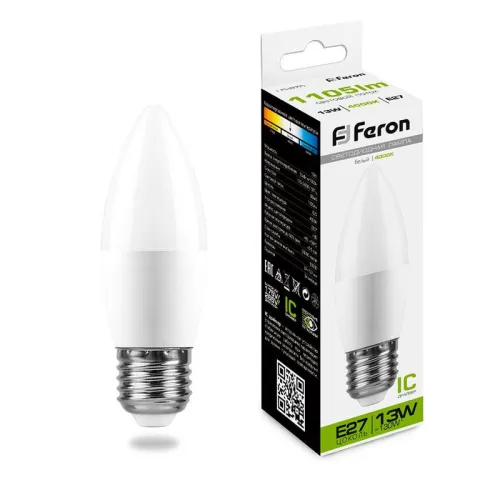 Лампа светодиодная LB-970 13Вт C37 свеча 4000К E27 230В FERON 38111