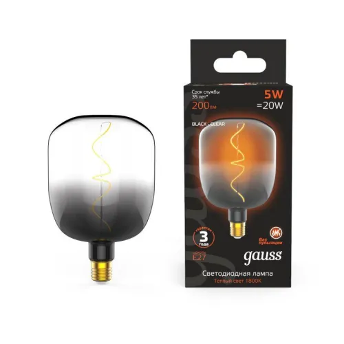 Лампа светодиодная филаментная Black Filament 5Вт V140 1800К тепл. бел. E27 200лм GAUSS 1008802105