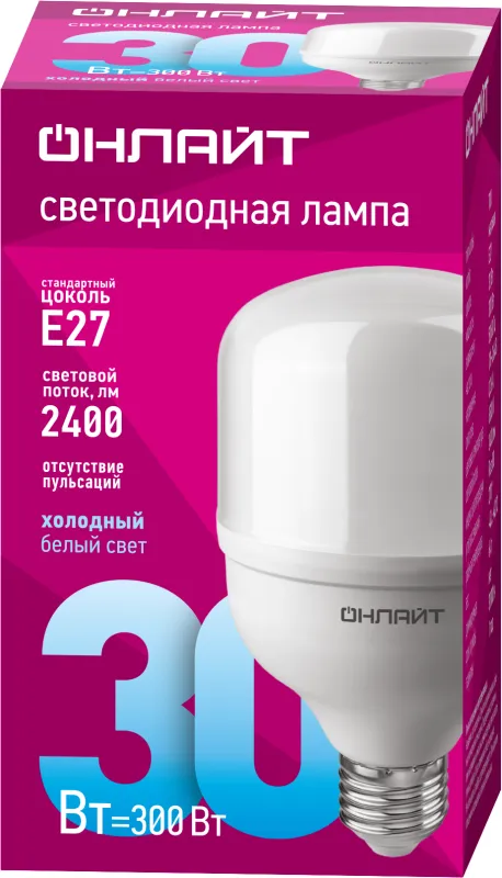 Лампа светодиодная высокомощная 82 901 OLL-T80-30-230-865-E27 30Вт 6500К холод. бел. E27 2400лм 176-