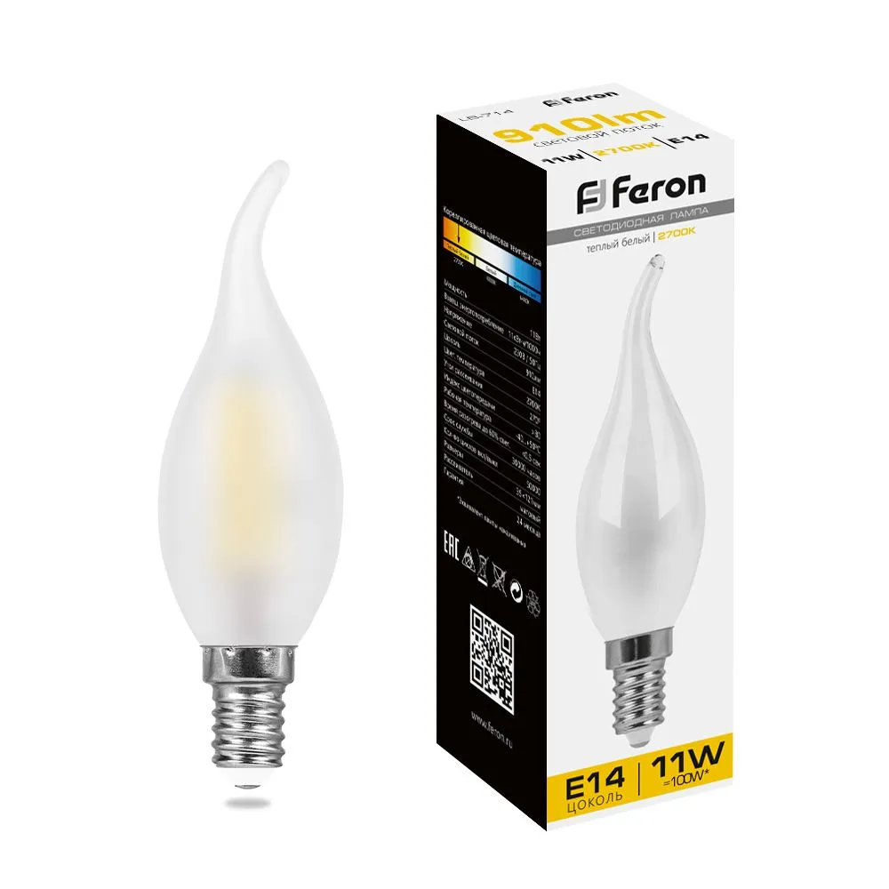 Лампа светодиодная LB-714 11Вт матовая 2700К E14 230В FERON 38009
