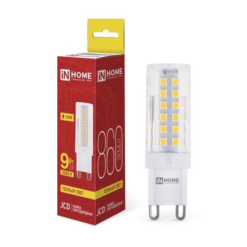 Лампа светодиодная LED-JCD 9Вт 230В G9 3000К 860лм IN HOME 4690612059037