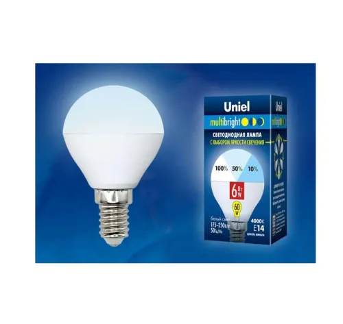 Лампа светодиодная LED-G45-6W/NW/E14 /FR/MB PLM11WH Multibright 6Вт шар матовая 4000К нейтр. бел. E1