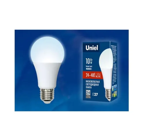 Лампа светодиодная LED-A60-10W/NW/E27 /FR/24-48V PLO55WH 10Вт грушевидная матовая 4000К нейтр. бел. 