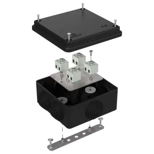 Коробка огнестойкая для о/п двухкомпонентная 60-0210-FR10.0-4 Е15-Е120 RAL9005 80х80х40 (44 шт/кор)