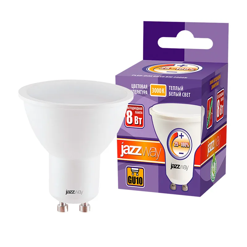 Лампа светодиодная PLED- DIM GU10 8w 3000K 560Lm  230/50 | .5035898 | Jazzway